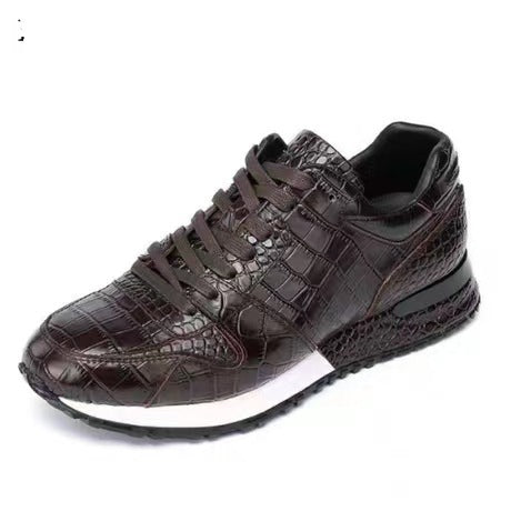 Crocodile Pattern Light Luxury Sports Versatile Elevated Leather Shoes