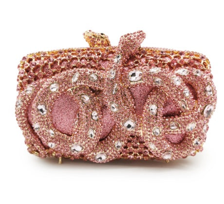 Python Diamond-studded Dinner Bag Magnetic Clasp Chain Clutch