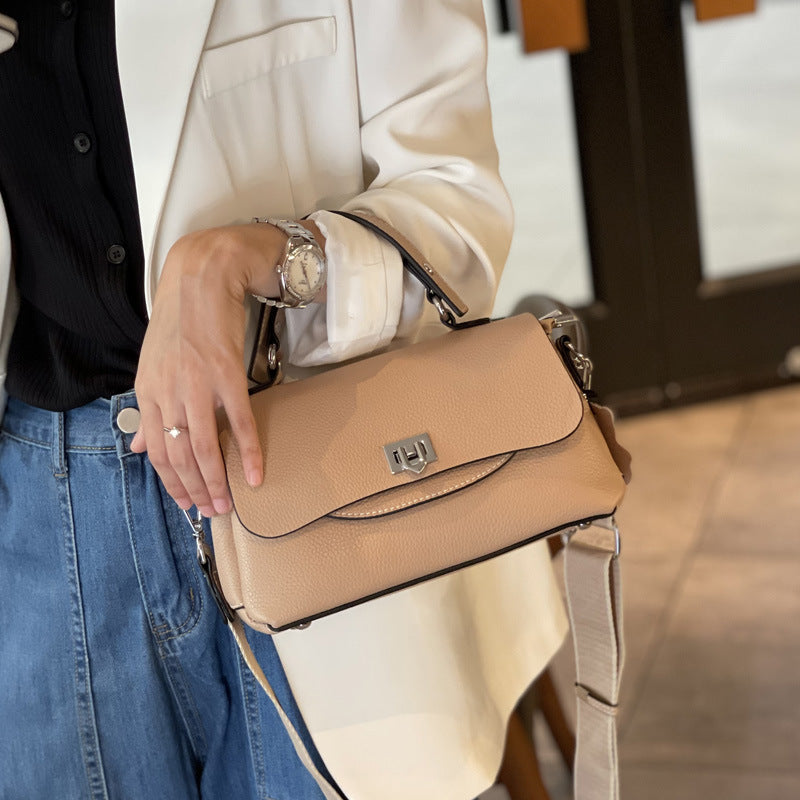 Sac messager à bandoulière simple en cuir souple pour femme, grande capacité, polyvalent