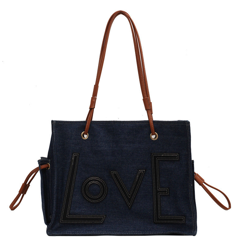 Handbag Simple Letters  One-shoulder  Bucket Bag