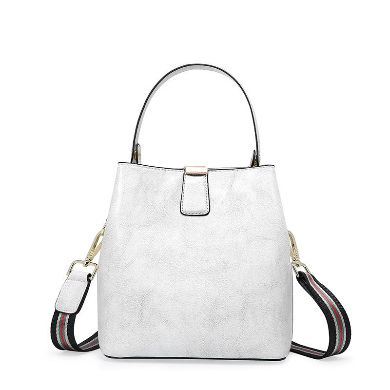 Sac à bandoulière en cuir de vachette ciré pour femme, sac seau portable, sac à bandoulière simple