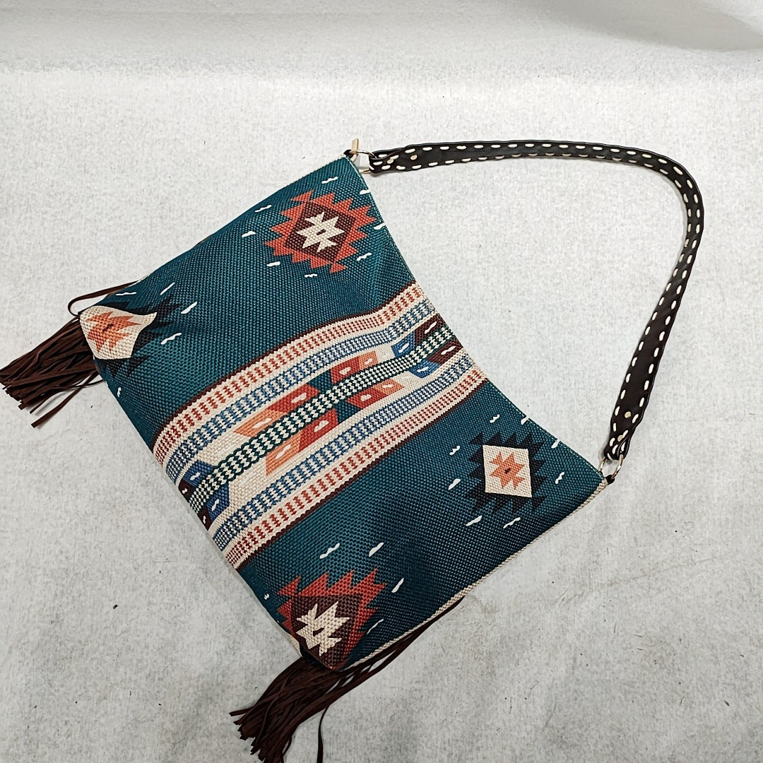 Hand-woven Cotton And Linen Shoulder Bag