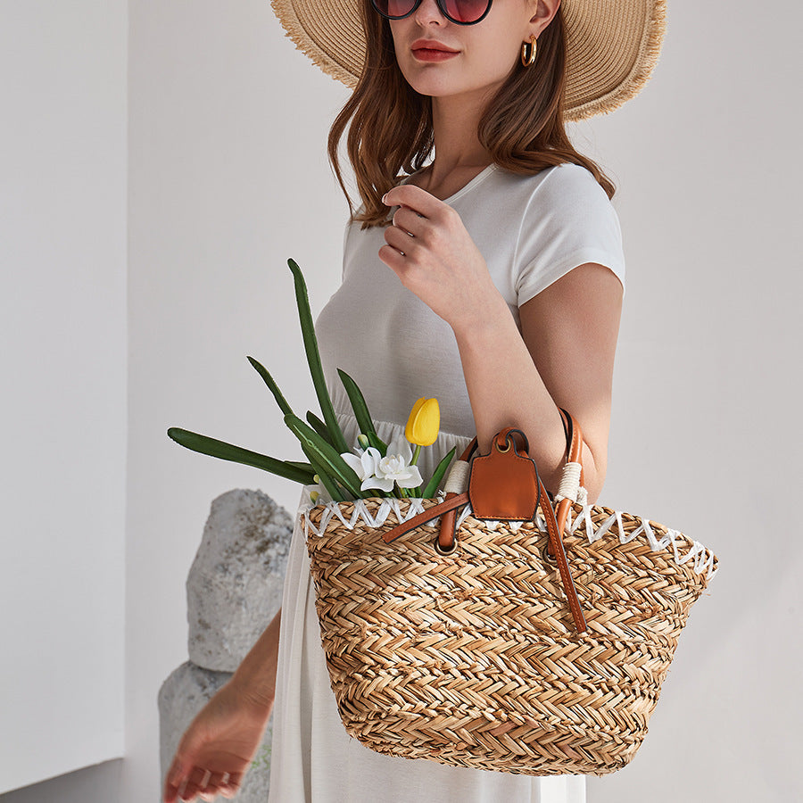 Bolso de playa tejido popular, bonito y de gran capacidad para vacaciones