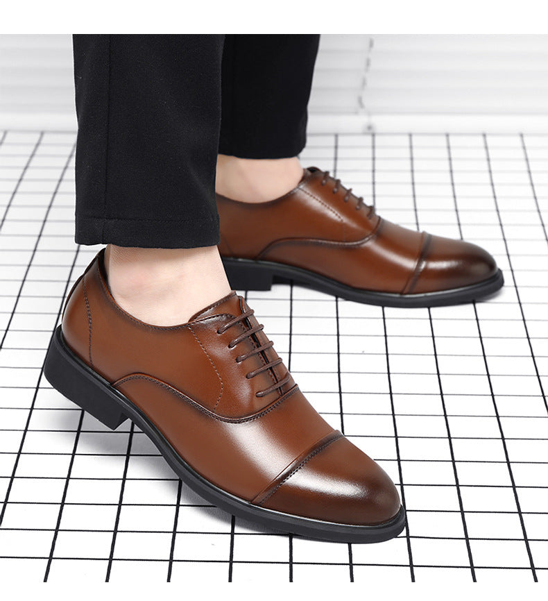 Chaussures en cuir pour hommes, semelle intérieure rehaussante, chaussures de mariage à bout pointu