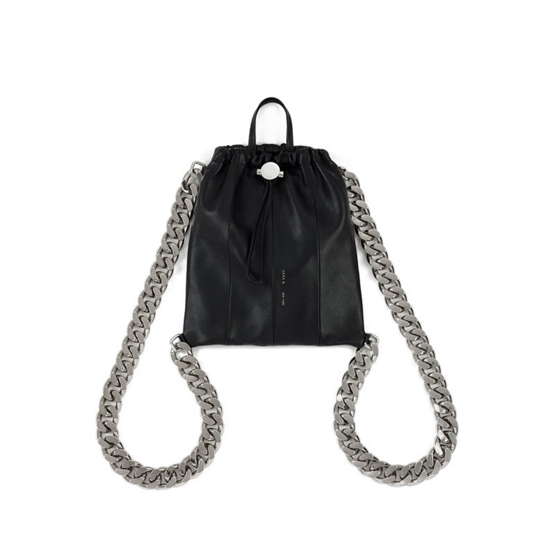 Bolso bandolera con cordón personalizado y cadena gruesa de metal