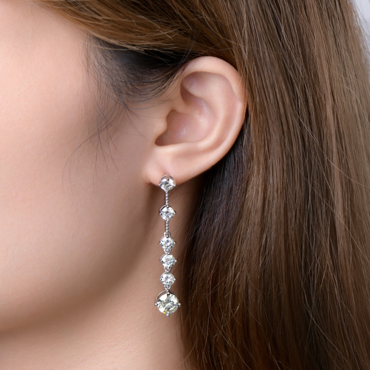 Boucles d'oreilles en argent sterling 925 avec moissanite de 4 carats