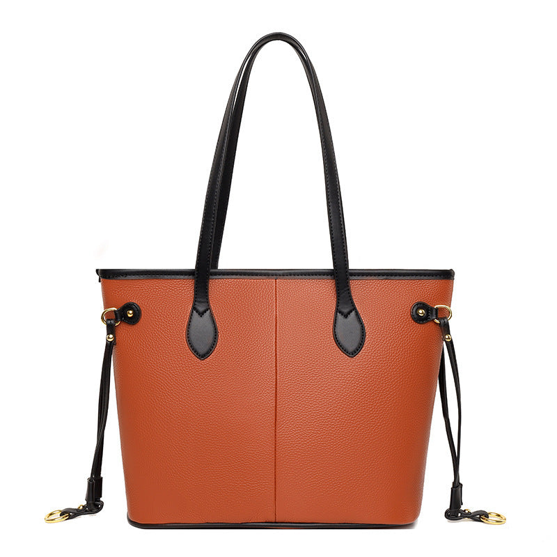 Trendy Fashion One-shoulder Soft Leather Commuter Tote Bag