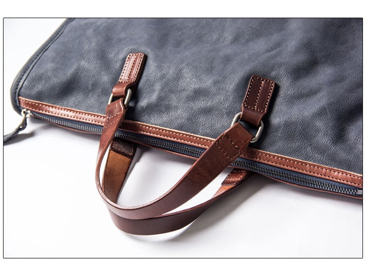 Bolso de mano de cuero para hombre con bandolera inclinada