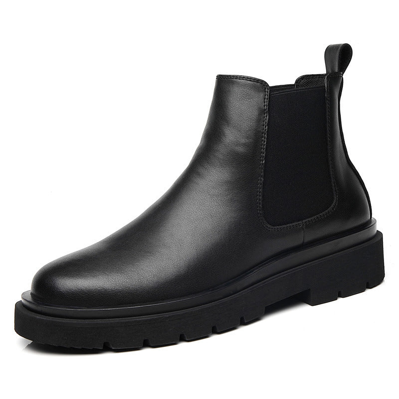 Bottines Chelsea montantes pour hommes, chaussures de travail en cuir