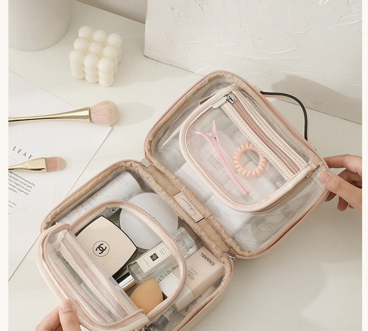 Trousse de maquillage portable haut de gamme transparente en TPU