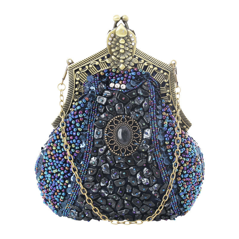 Sac de soirée vintage à perles lourdes pour femme