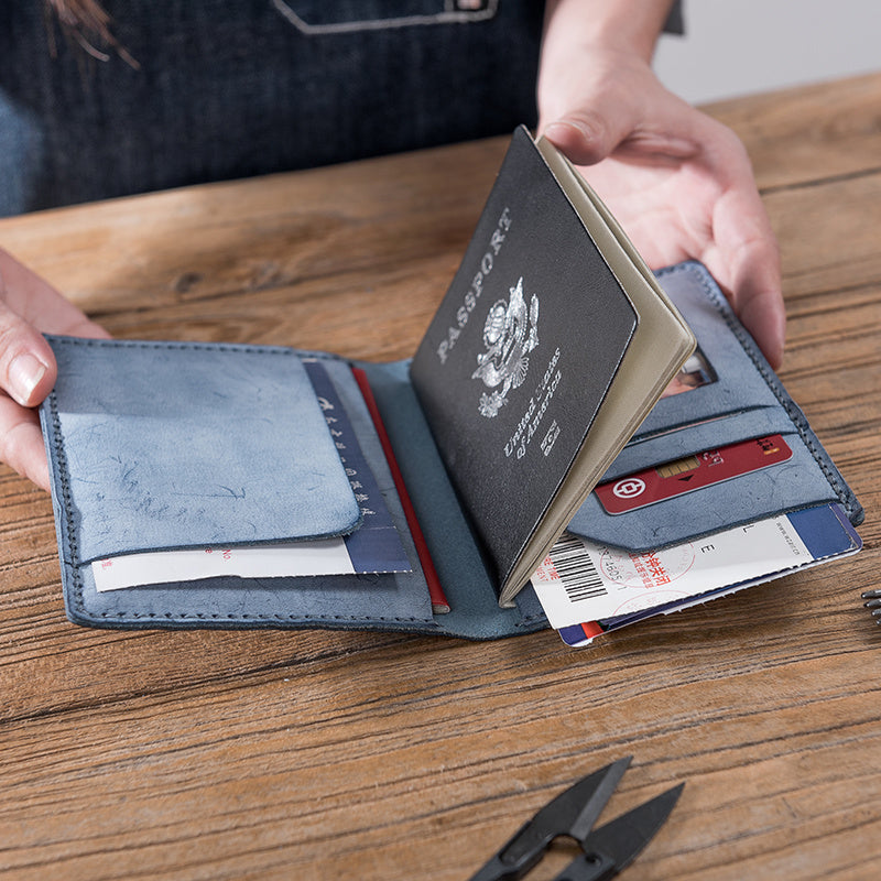 DIY Stitched Vintage Waxed Leather Travel Passport Bag Material