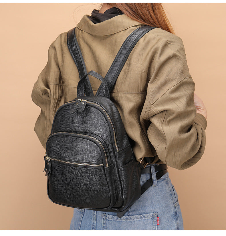 First Layer Cowhide Soft Leather Women's Backpack