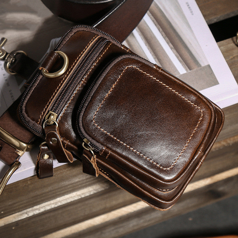 Men's Retro Leisure Sports Cattle Leather Waist Bag