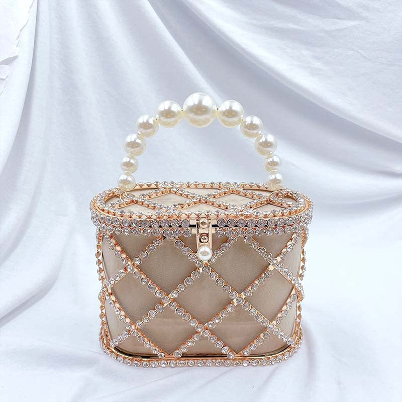 Sac à main tendance creux en forme de panier à diamants pour dîner pour femme