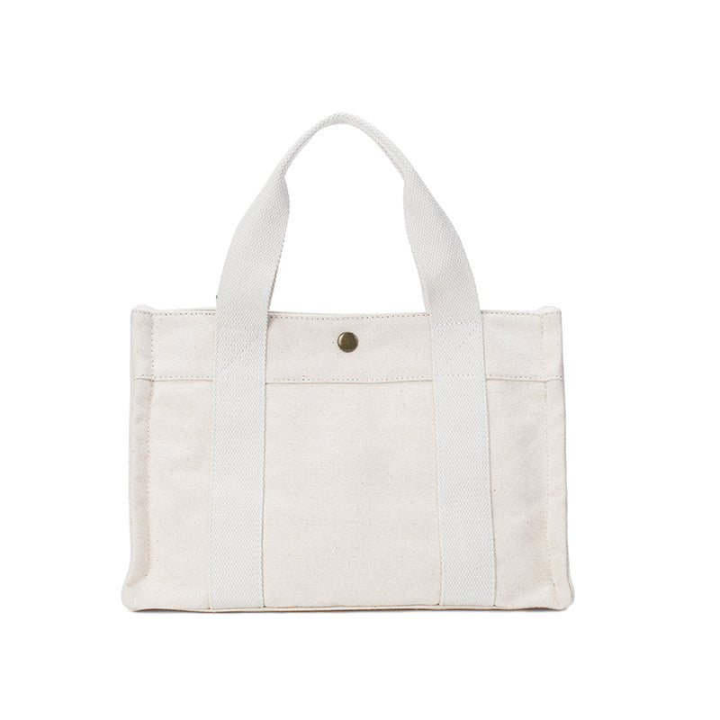 White Simple Casual Canvas Bag Ladies Horizontal Section