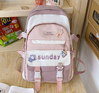 Women's Design Contrast Color Niche Backpack Girl Mori Japanese Style Male High School Student Simple College Students Bag