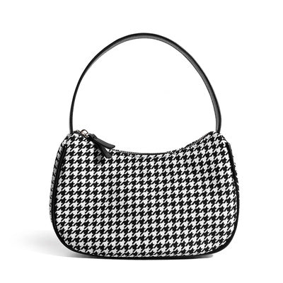 Bolso de hombro con diseño de nicho y costura en forma de media luna, bolso de axila de celosía, bolso baguette de moda para mujer