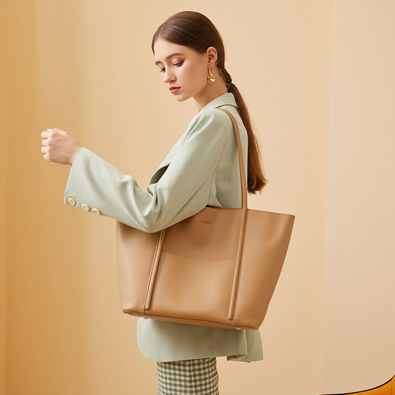 Sac fourre-tout en cuir véritable pour femme