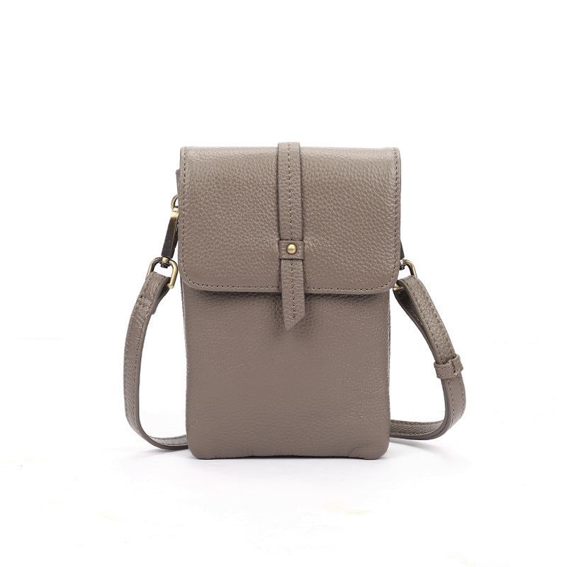 Mobile Phone Head Layer Cowhide Diagonal Small Bag