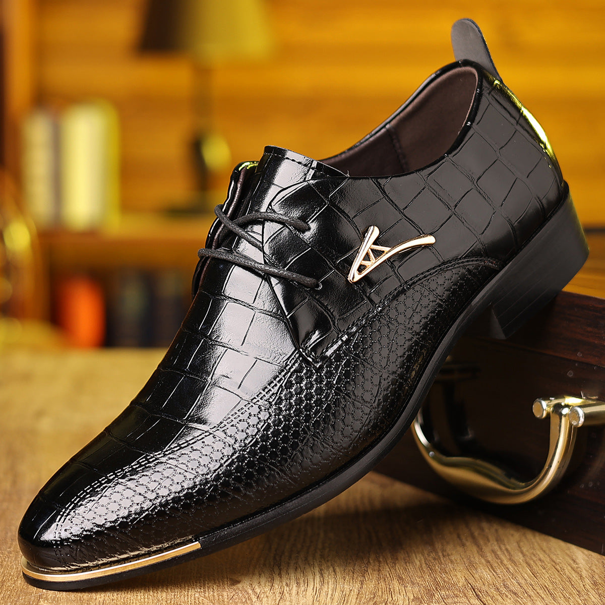 Zapatos de cuero de talla grande para hombre, zapatos formales de negocios de moda con punta puntiaguda para hombre, zapatos de barbero