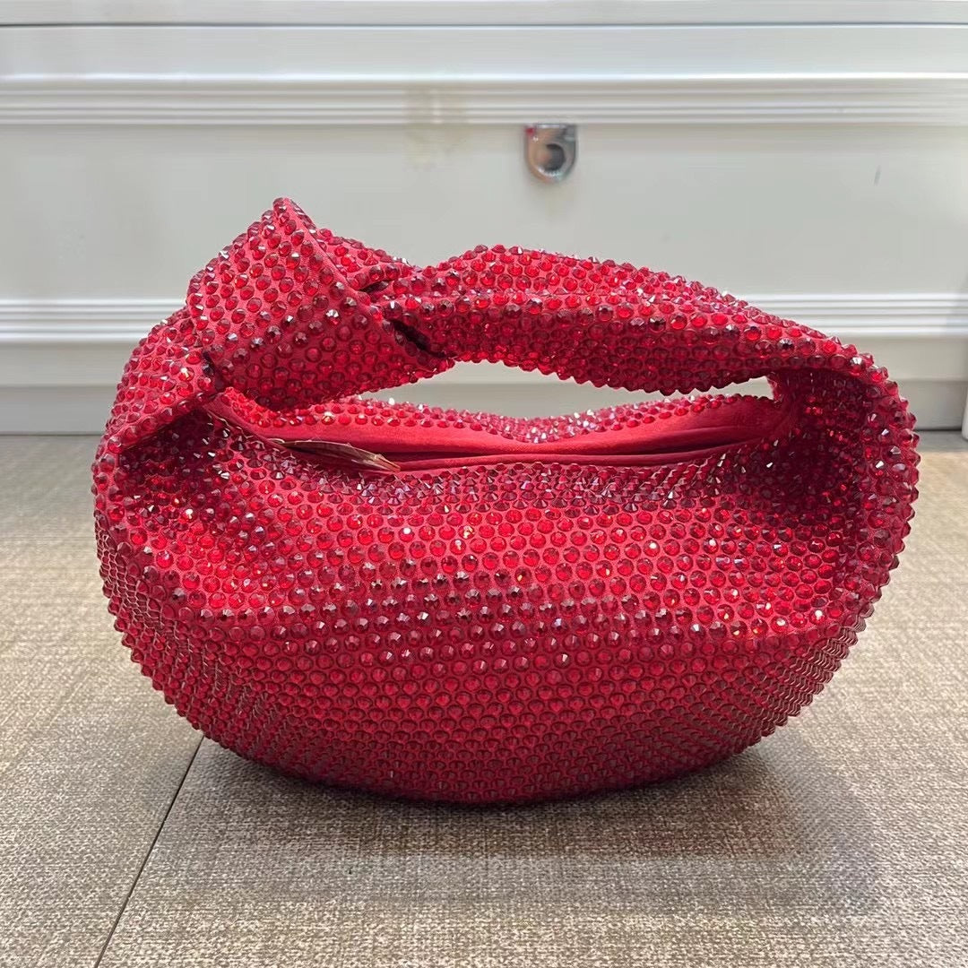 Bolso de mano de gran capacidad con nudo de diamantes y cristales