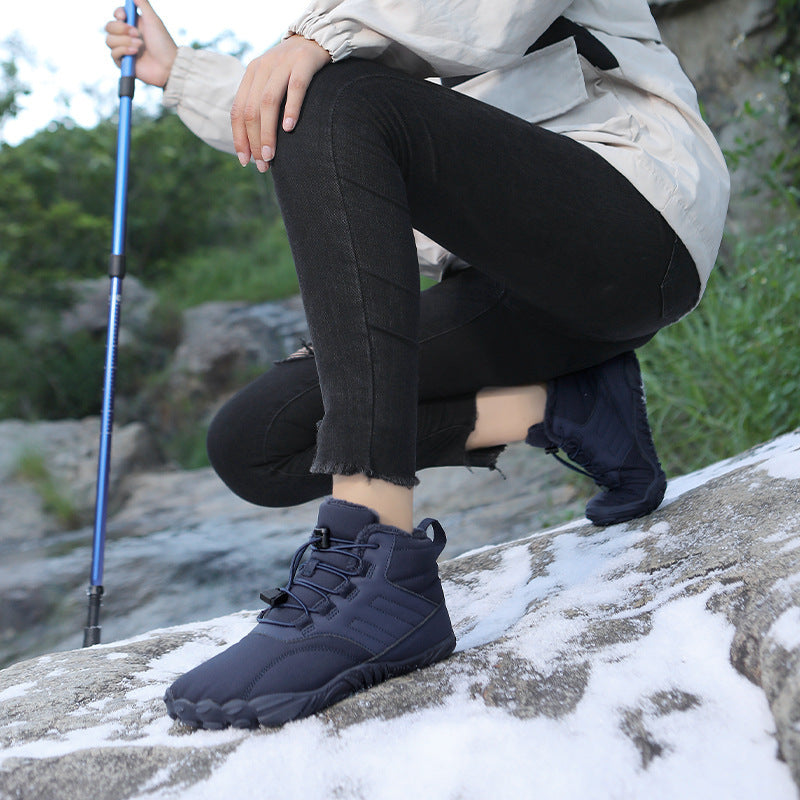 Zapatos de algodón para deportes al aire libre para hombres y mujeres, botas de invierno cálidas sin cordones, resistentes al desgaste, antideslizantes, zapatos gruesos para parejas