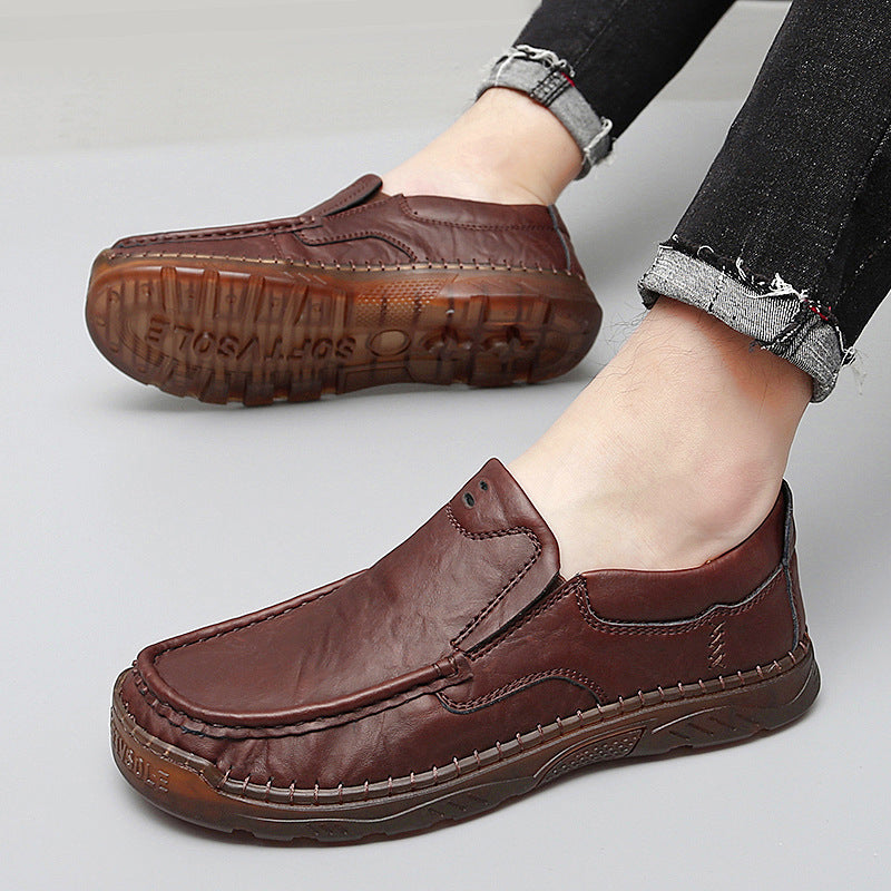 Chaussures décontractées en cuir respirantes et tendance pour hommes de grande taille