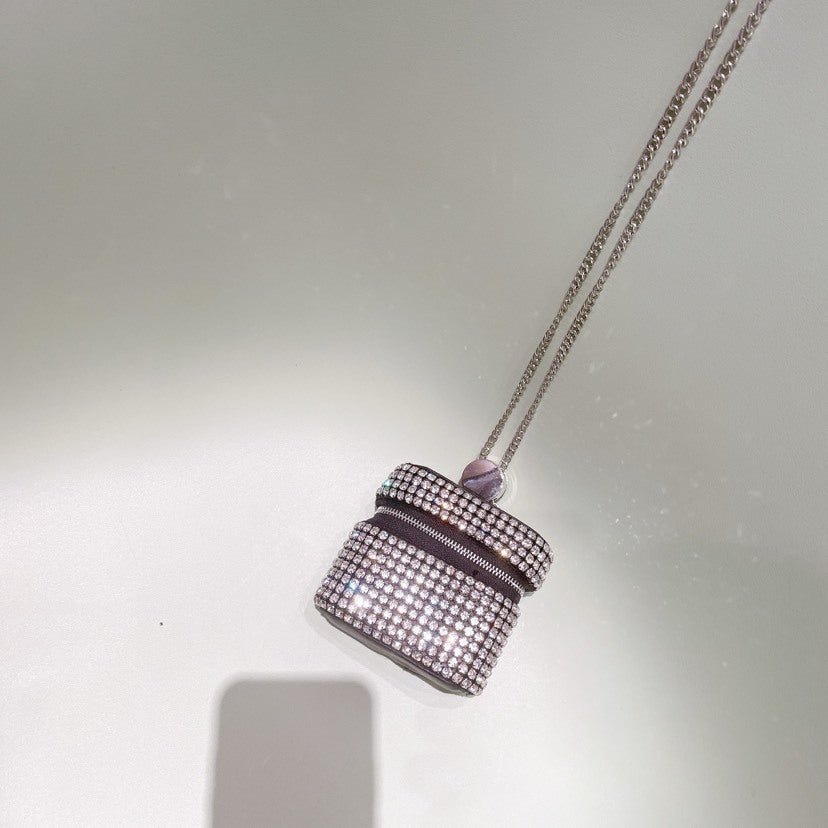 Mini sac carré à bandoulière avec chaîne et strass en diamant