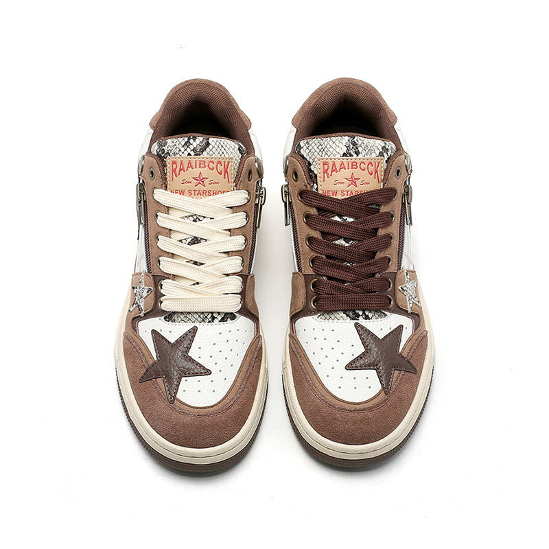 Brown Star Retro Minority Design Shoes