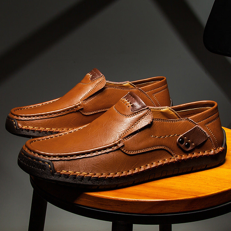 Zapatos planos de cuero hechos a mano para exteriores para hombres