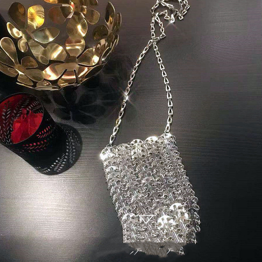 Women's Metal Sequin Chain Shoulder Messenger Bag