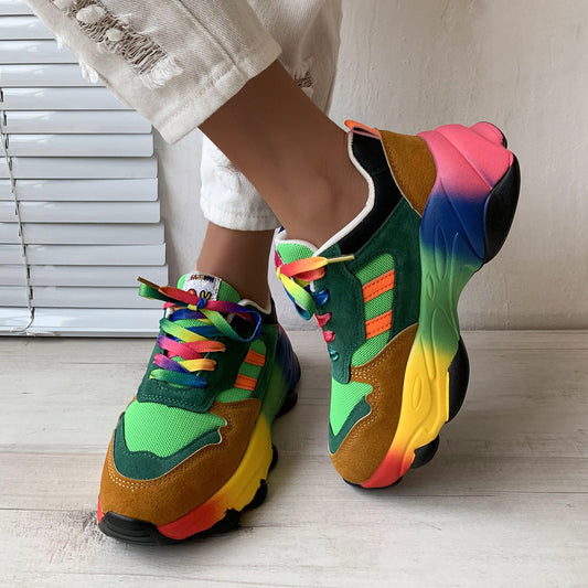 Women's Thick-soled Colored Sports Shoes