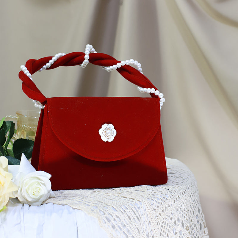 Bolso de boda de ante de felpa vintage para mujer