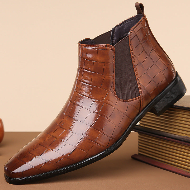 Bottines Chelsea montantes pour hommes, pointure 48, en cuir brillant, chaussures pour hommes