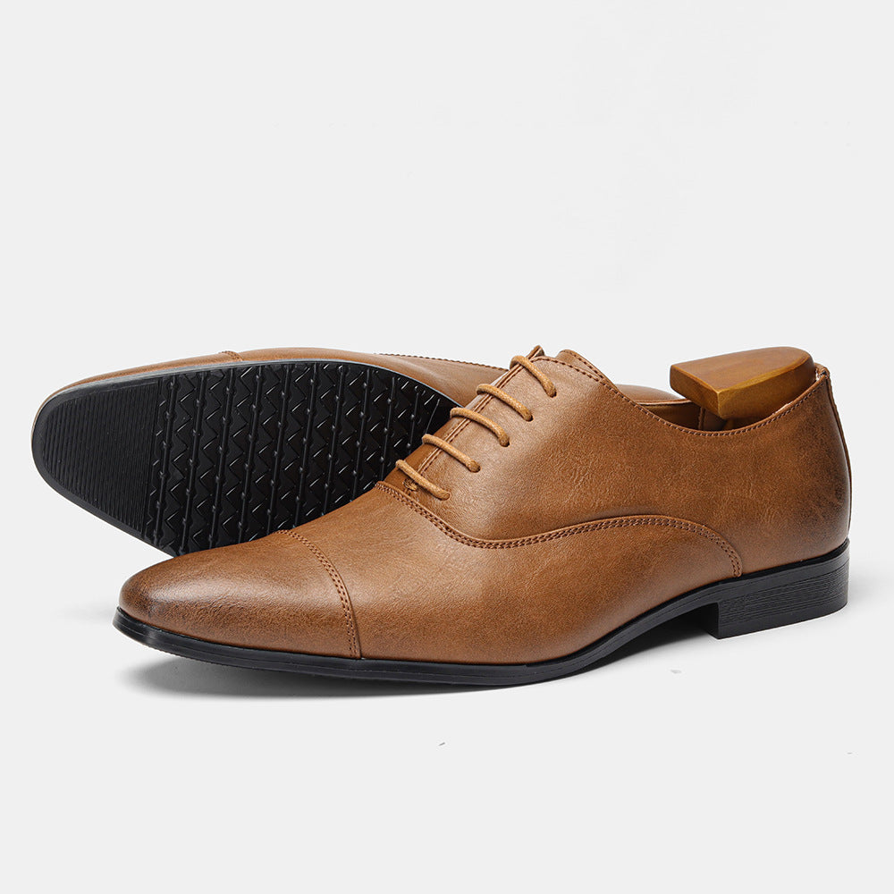 Zapatos de negocios Oxford de alta gama con punta, cómodos, clásicos, británicos, retro, de colores ruborizados