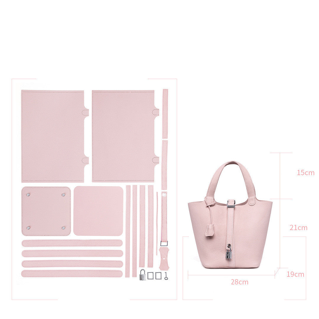 Hand Carry Soft Leather Large Capacity Handbag Diy Material