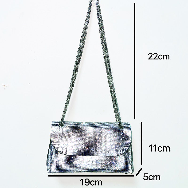 Petit sac carré à chaîne Banquet avec incrustation de diamants, bandoulière simple