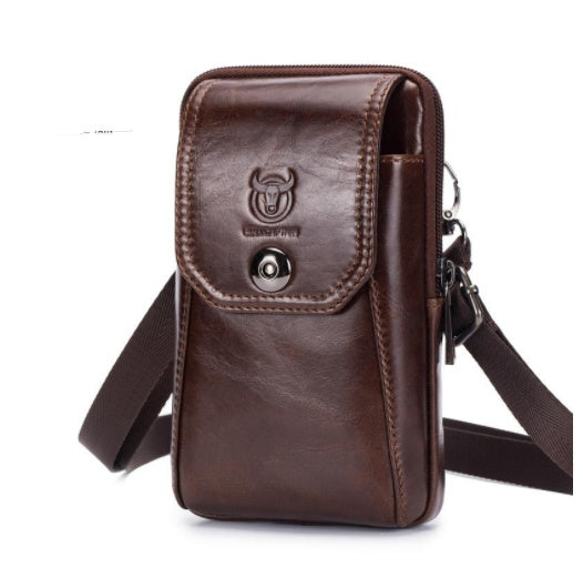 Men's Leather Shoulder Messenger Bag Wear Belt Mobile Phone