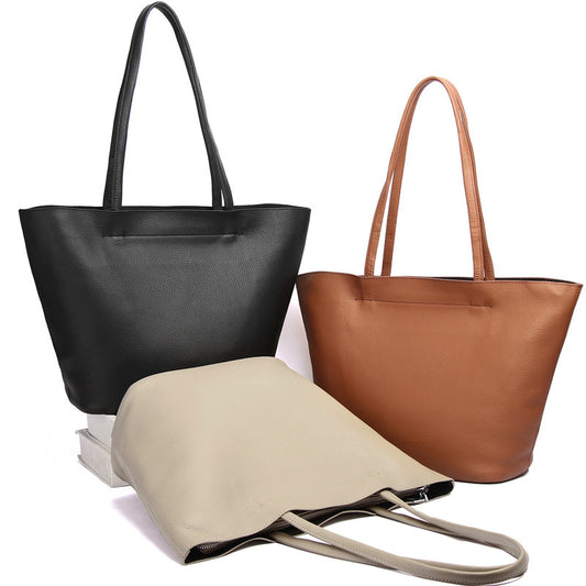 Take A Simple Large-capacity First Layer Cowhide One-shoulder Tote Bag