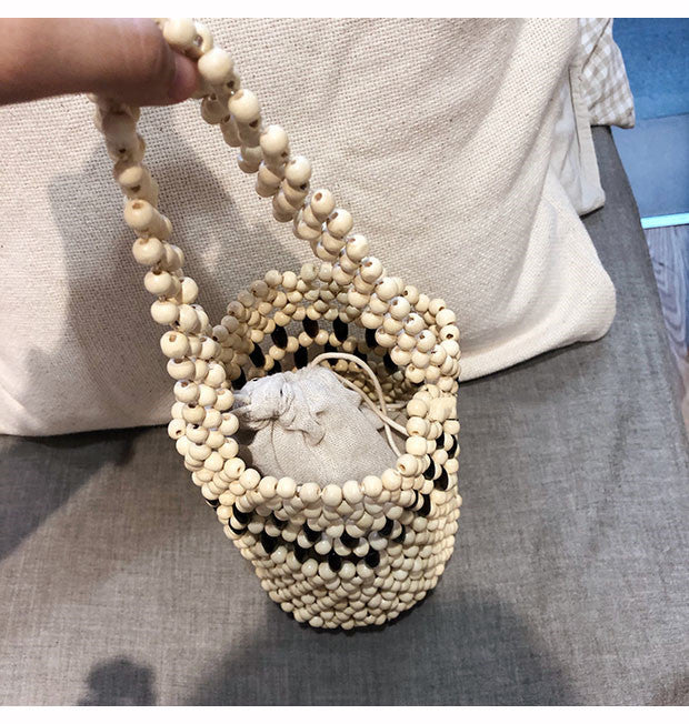 Dongdaemun Retro All-match Color Matching Hollow Beaded Bag