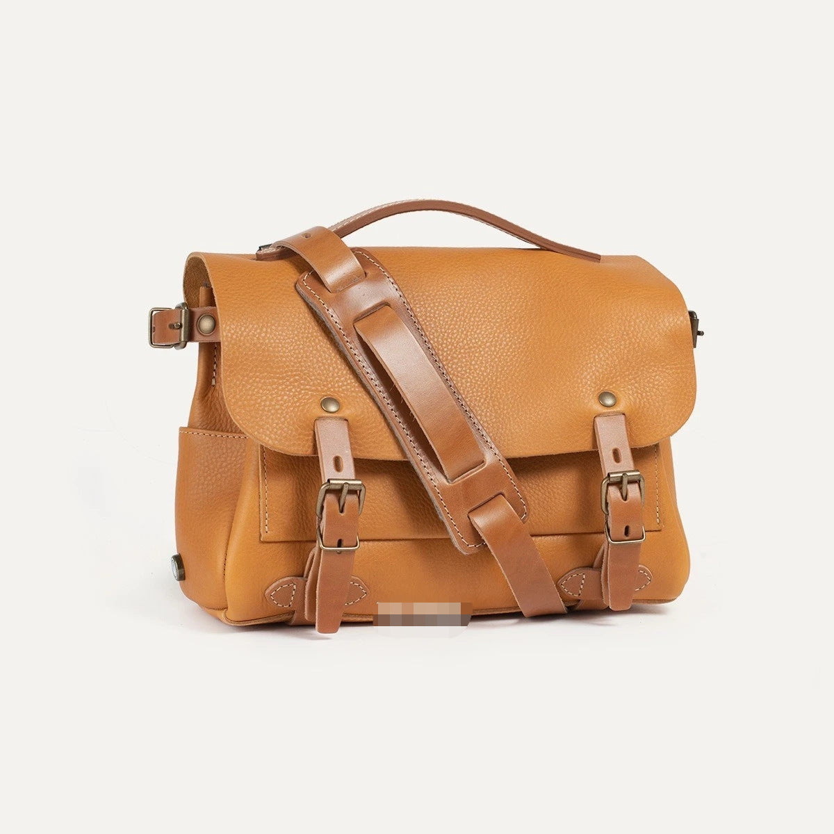 Vegetable Tanned French Messenger  Oil Wax Leather Large Capacity Cambridge Bag