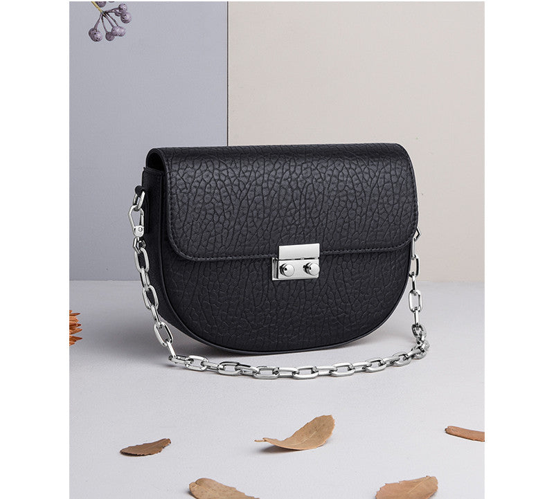 Bolso pequeño semicircular de moda para mujer, sencillo y versátil, para el hombro