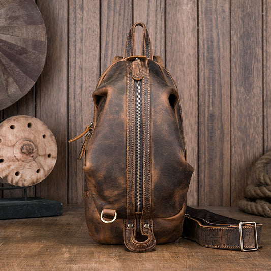 Men's Casual Personality Handmade Cowhide Chest Bag