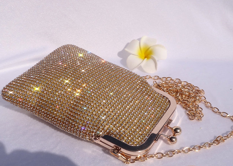 Bolso bandolera vertical sencillo con diamantes de imitación para mujer, combinable con todo