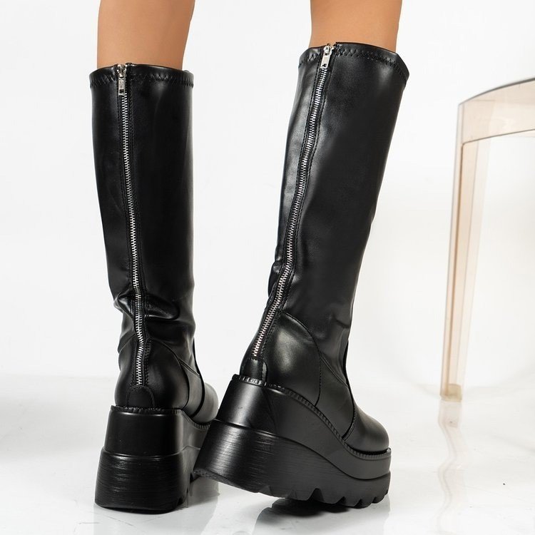 Bottes hautes à plateforme et à petit tube pour femmes