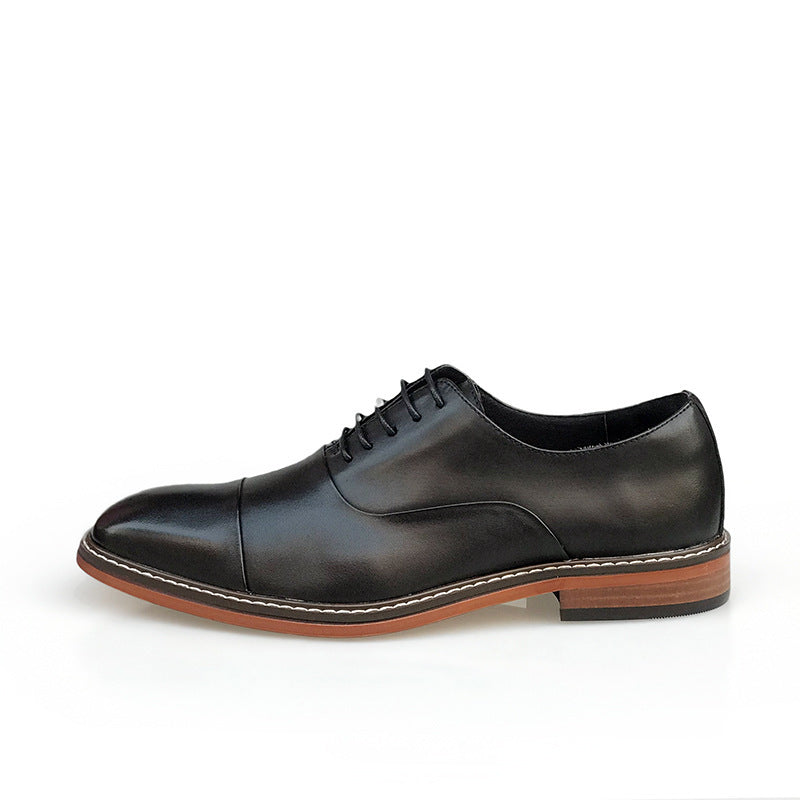 Chaussures en cuir pour hommes en cuir véritable britannique pointues marron vintage Oxford