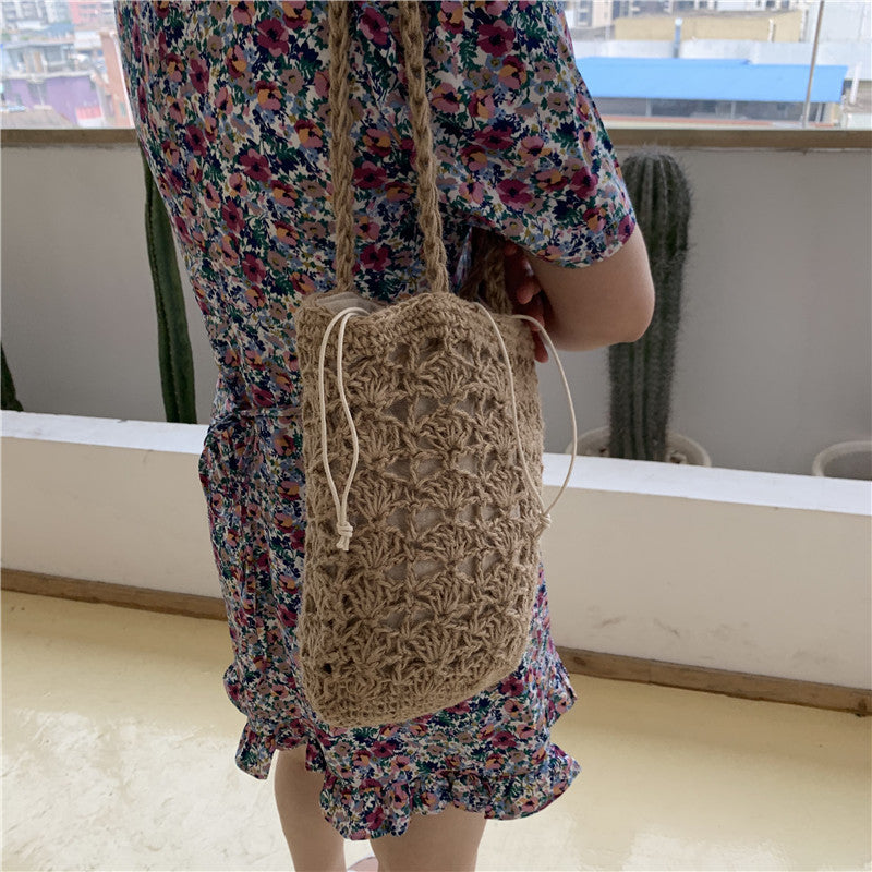 Sac pour femme en corde de chanvre élastique tissé à la main