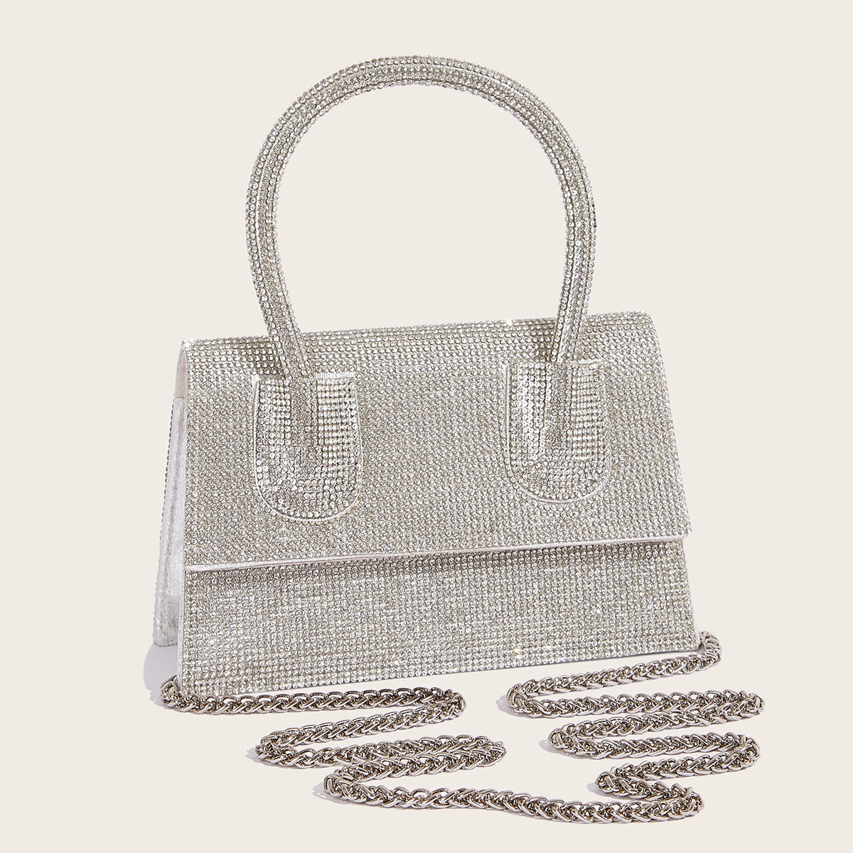 Bolso de mano brillante con incrustaciones de diamantes de imitación para cenas de fiesta