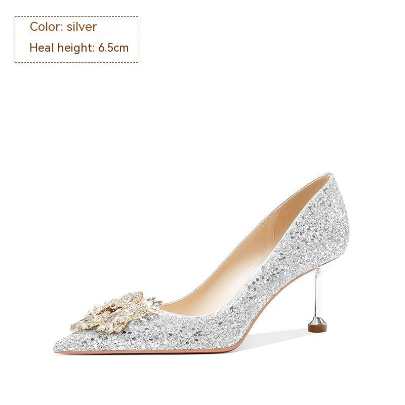 Zapatos de tacón alto de cristal para mujer para boda